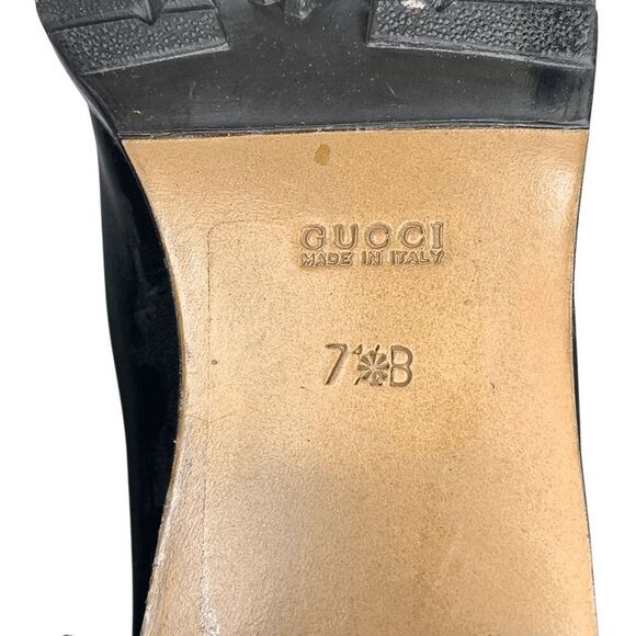 Gucci Tall Black Leather Pull On Riding Boots Size 7.5 Chunky Block Heel - Picture 11 of 12
